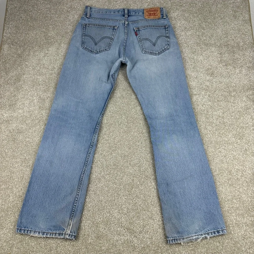 Levis 505 Straight Fit Jeans 31x32 Light Wash Distressed Cotton Denim VTG 90s
